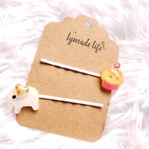 Lymade Life Elephant & Cupcake hair pins